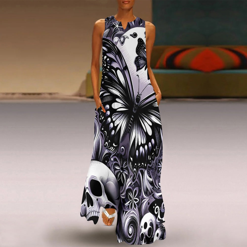 Long dress Skuls and Butterflies by Inkedjoy