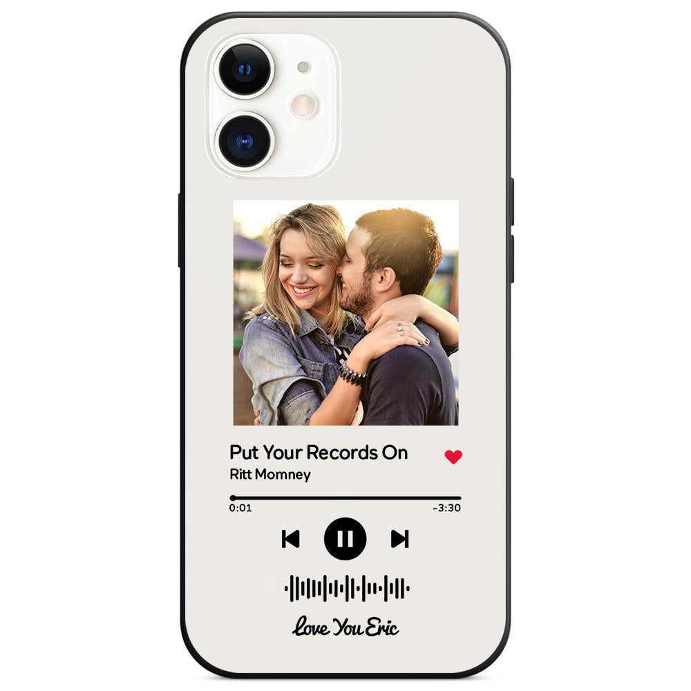 Custom Scannable Music Code Glass iPhone Cases with Picture by Inkedjoy