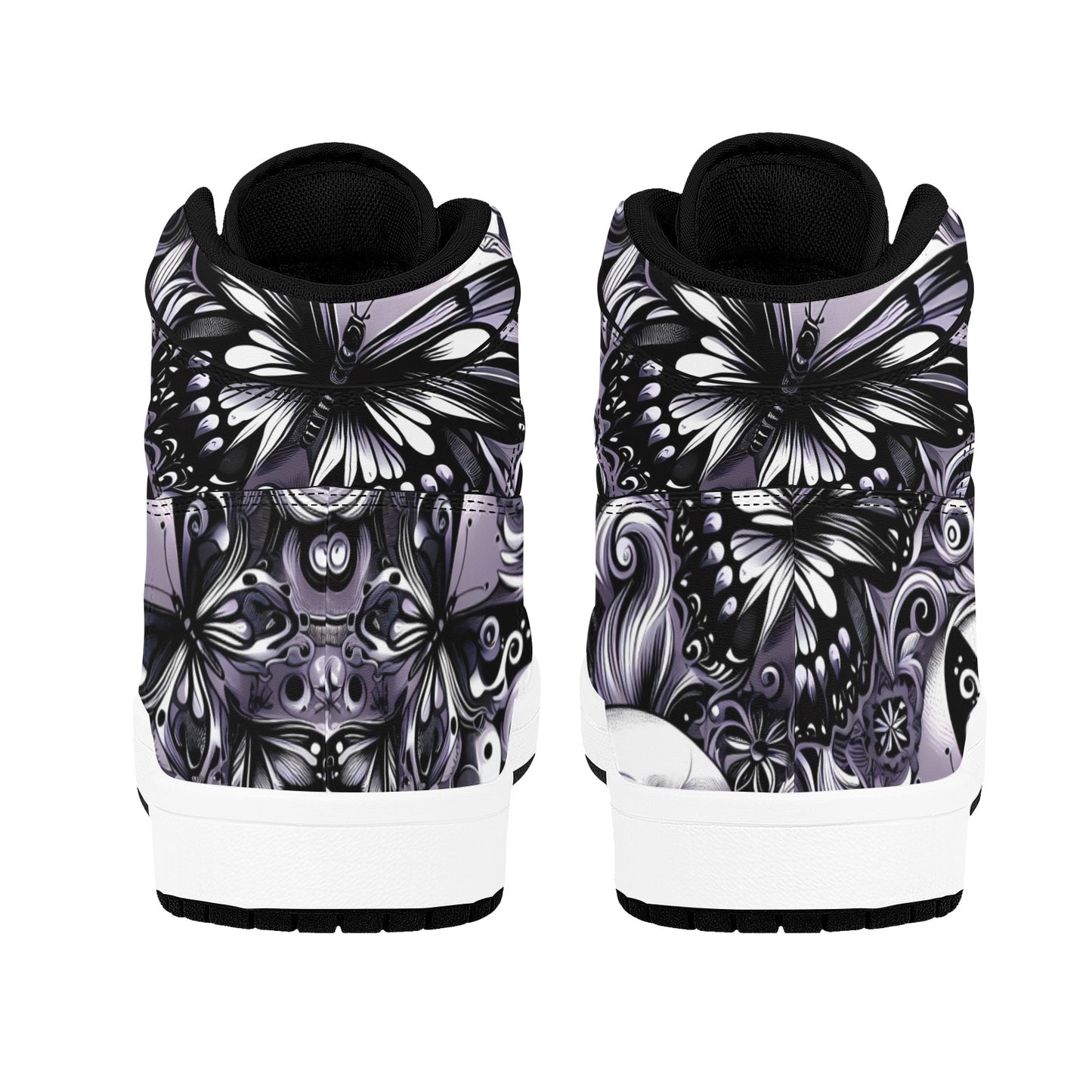 Skulla and Roses Women's High Top Sneakers (Model 20042) by Artsadd
