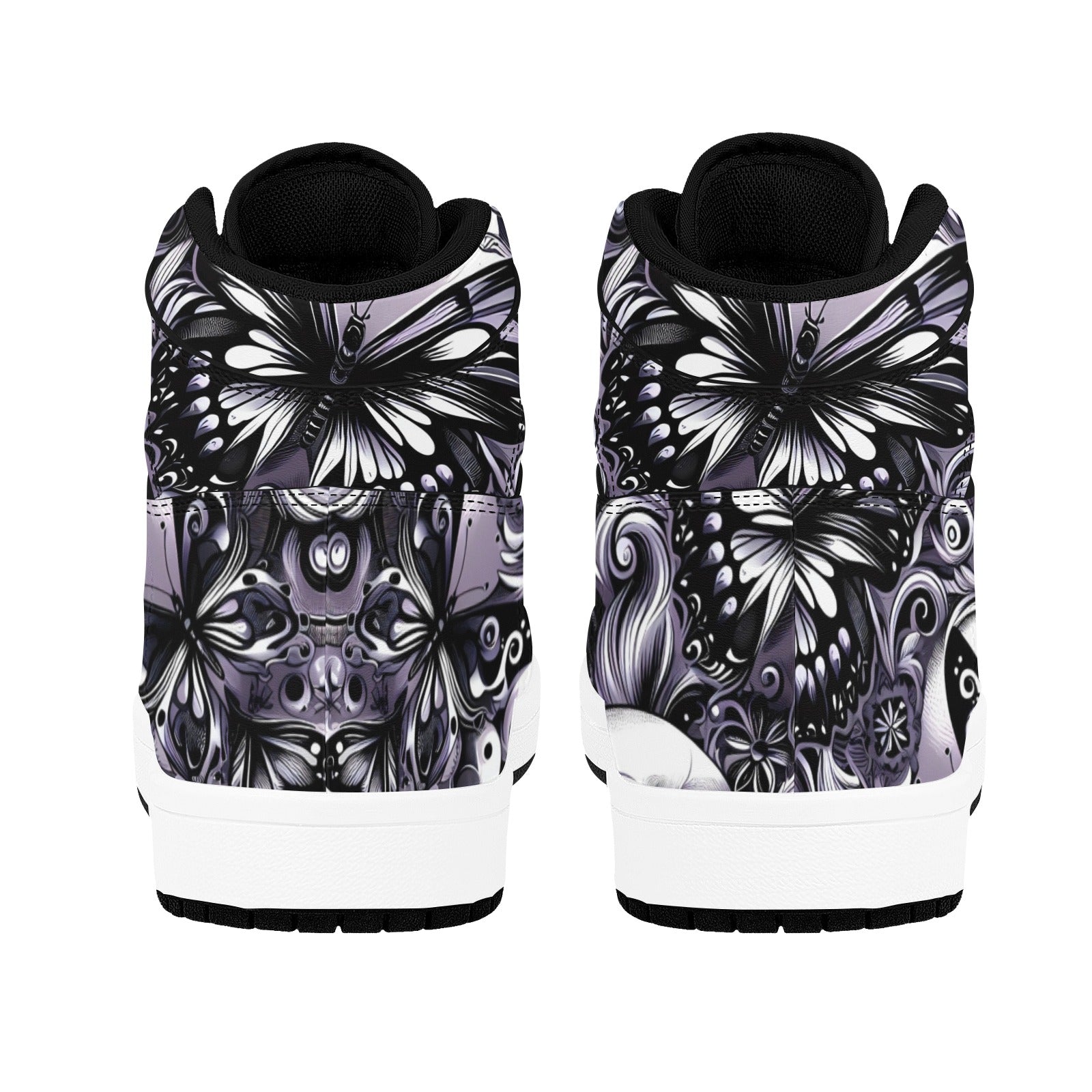 Skulla and Roses Women's High Top Sneakers (Model 20042) by Artsadd