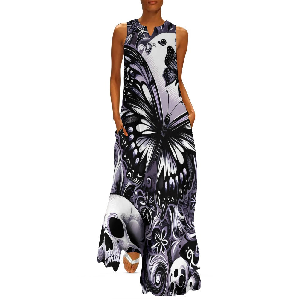 Long dress Skuls and Butterflies by Inkedjoy