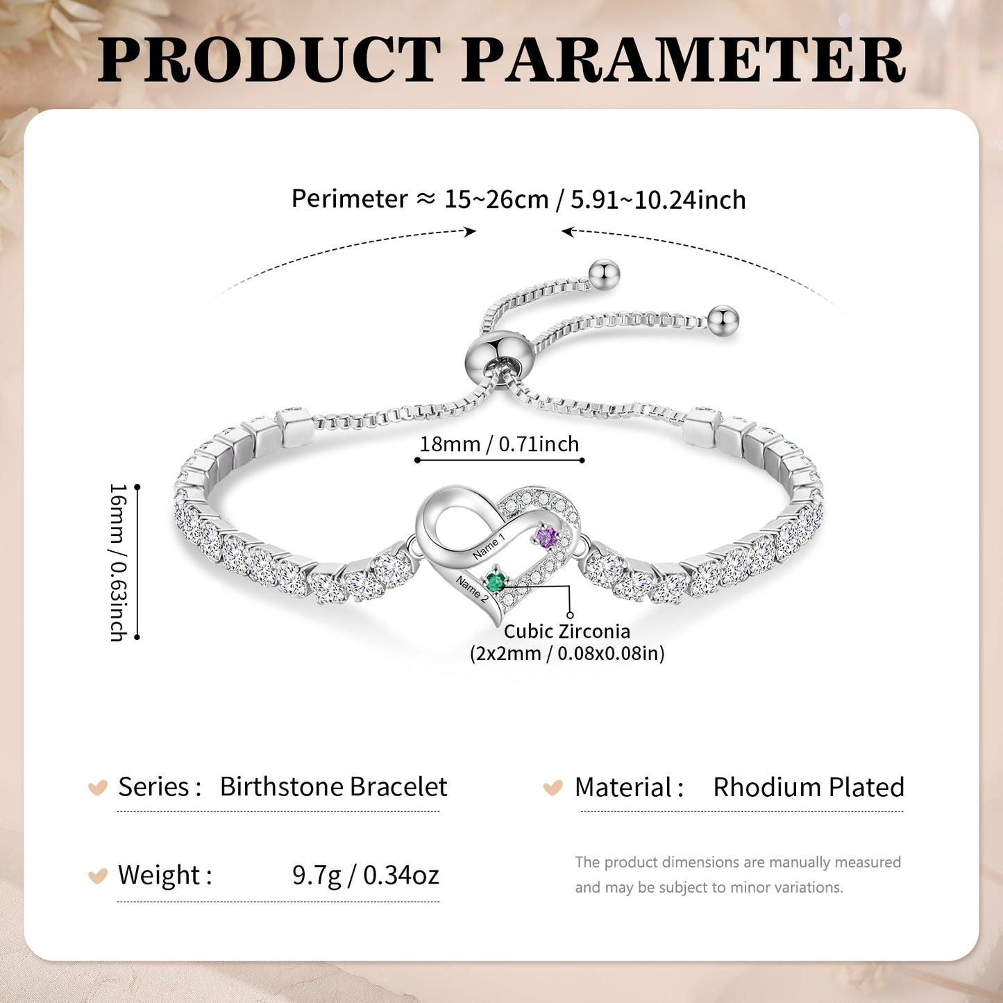 Brass personalized birthstone bracelets - JewelryLuxeUS.Shop