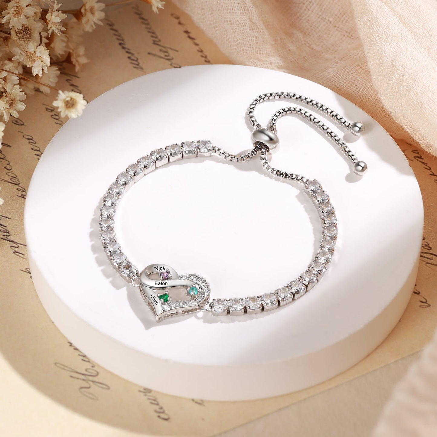 Brass personalized birthstone bracelets - JewelryLuxeUS.Shop