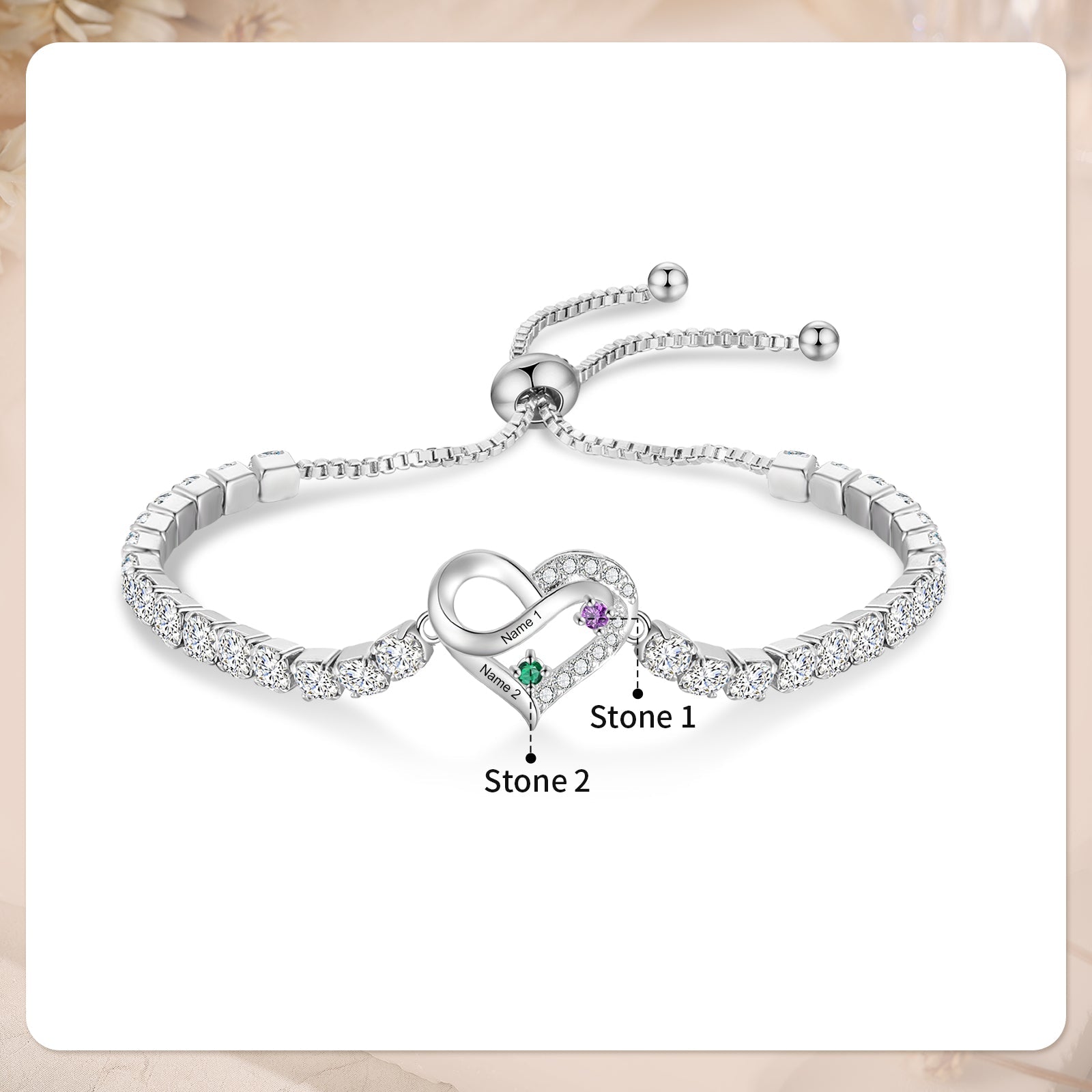 Brass personalized birthstone bracelets - JewelryLuxeUS.Shop