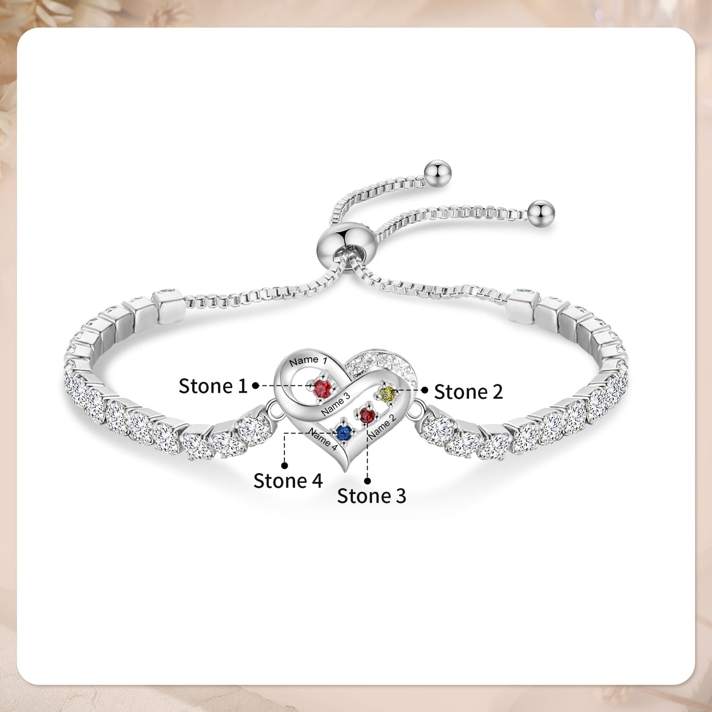 Brass personalized birthstone bracelets - JewelryLuxeUS.Shop