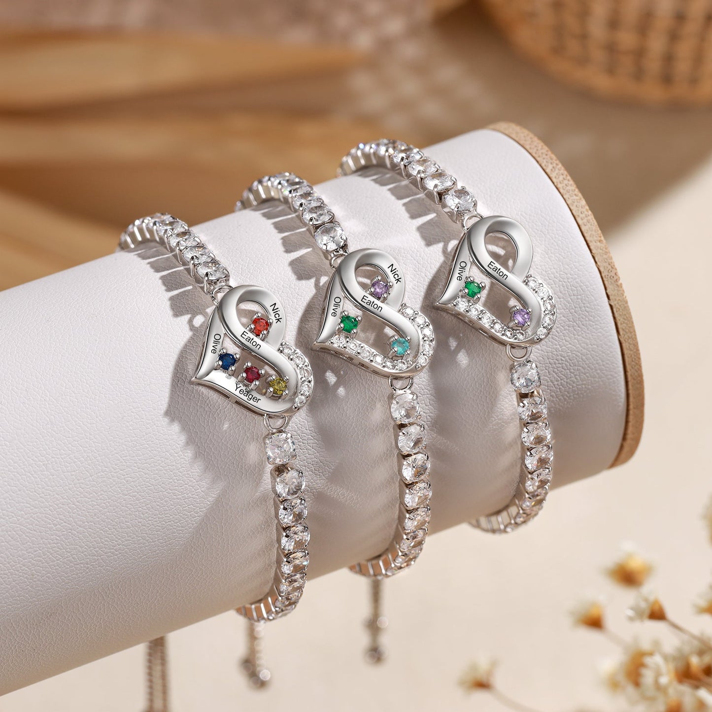 Brass personalized birthstone bracelets - JewelryLuxeUS.Shop