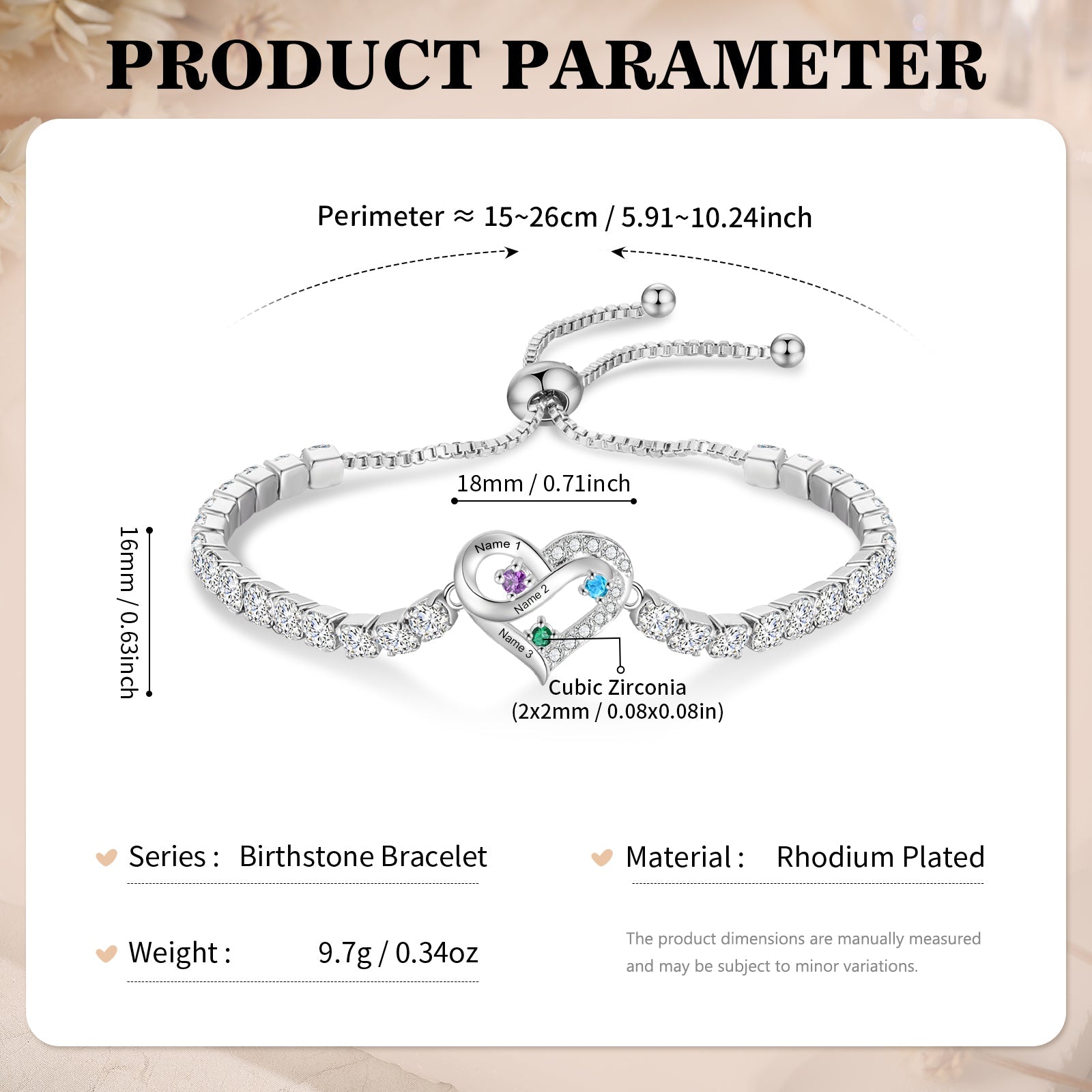 Brass personalized birthstone bracelets - JewelryLuxeUS.Shop
