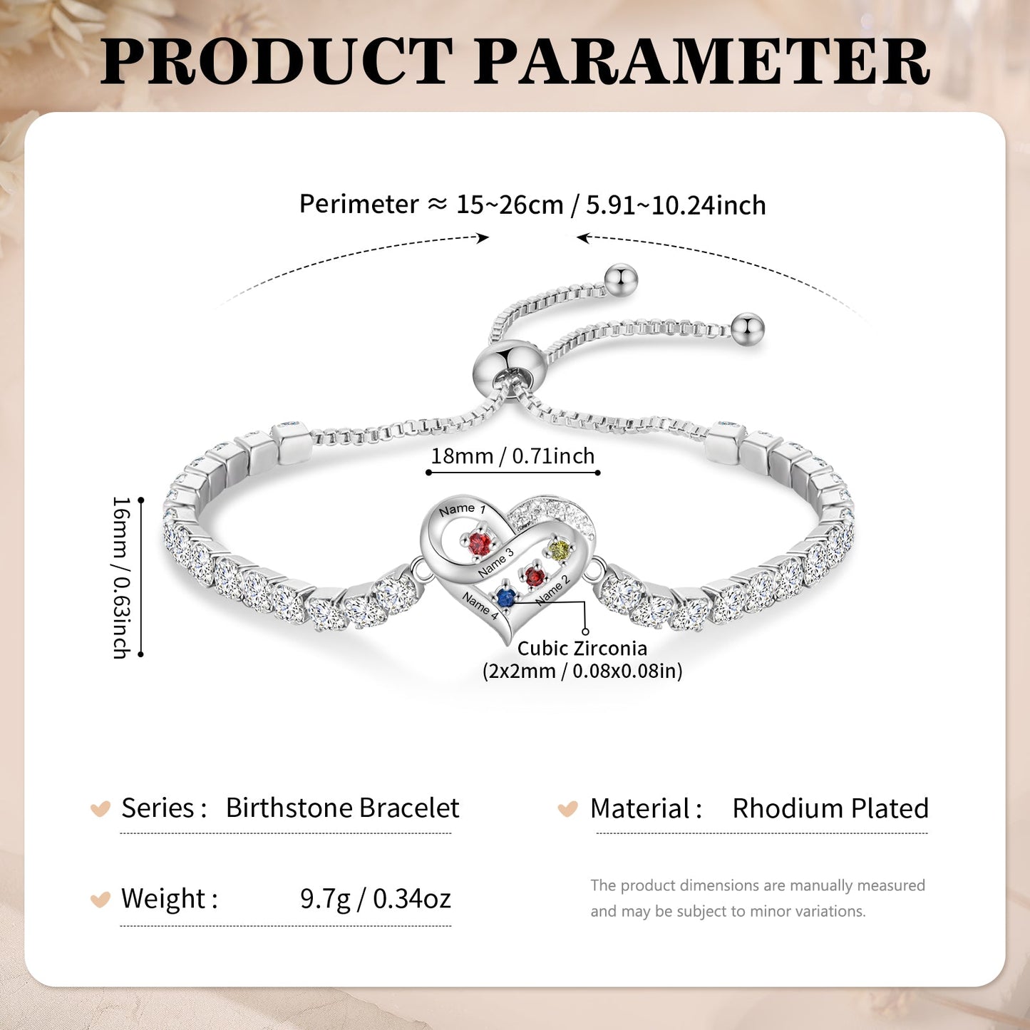 Brass personalized birthstone bracelets - JewelryLuxeUS.Shop