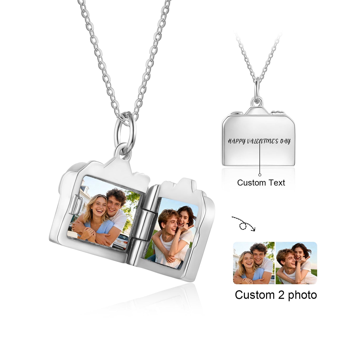 Brass Personalized birthstone & photo necklace - JewelryLuxeUS.Shop