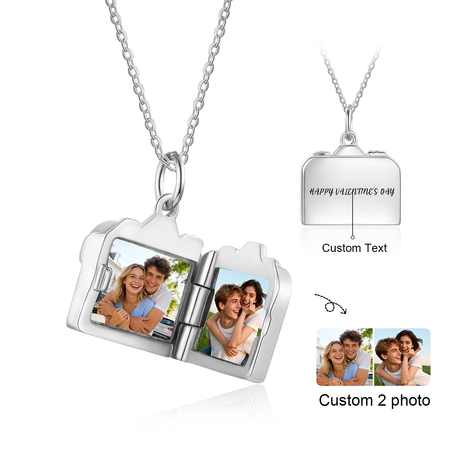 Brass Personalized birthstone & photo necklace - JewelryLuxeUS.Shop