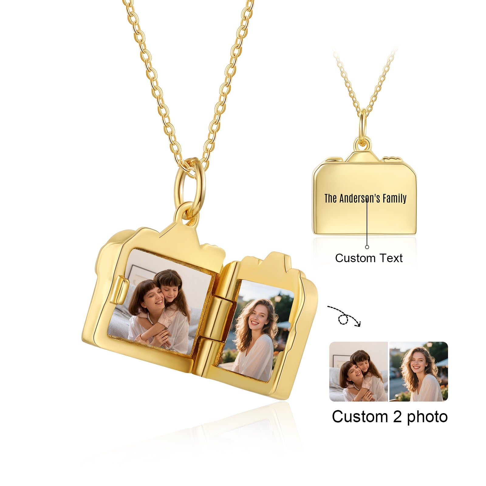 Brass Personalized birthstone & photo necklace - JewelryLuxeUS.Shop