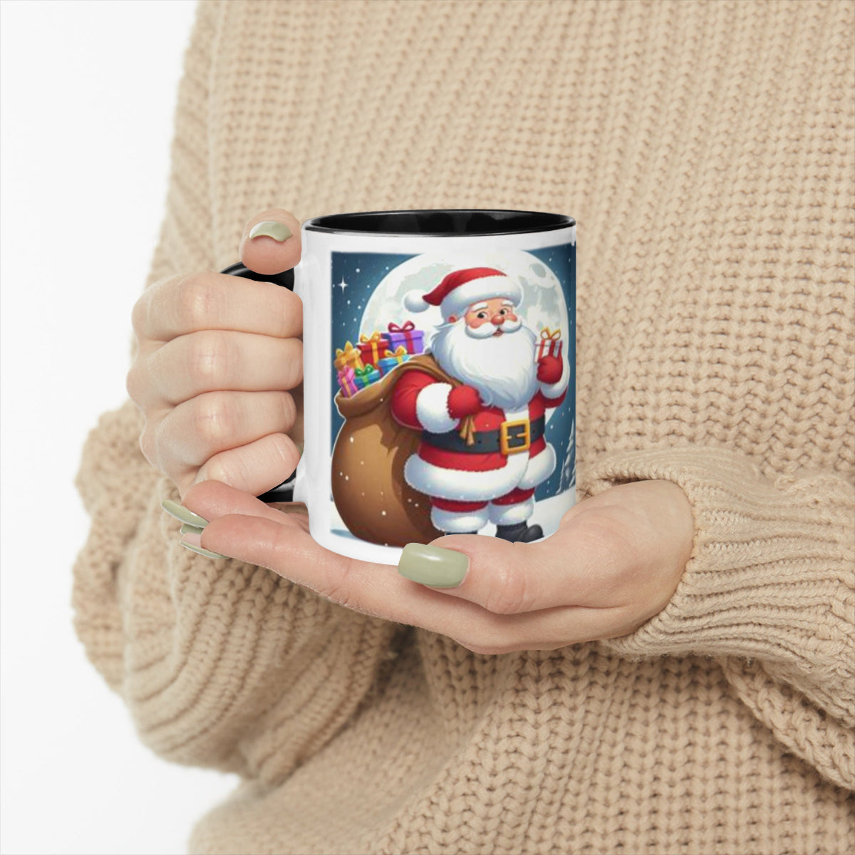 Santa Claus Christmas Two-Tone Mug by ChristmasLoving.Shop