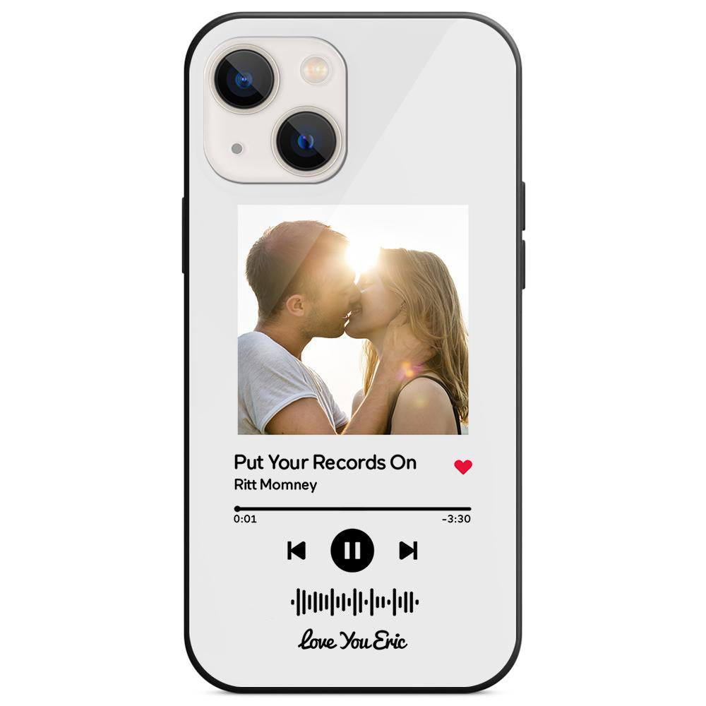 Custom Scannable Music Code Glass iPhone Cases with Picture by Inkedjoy
