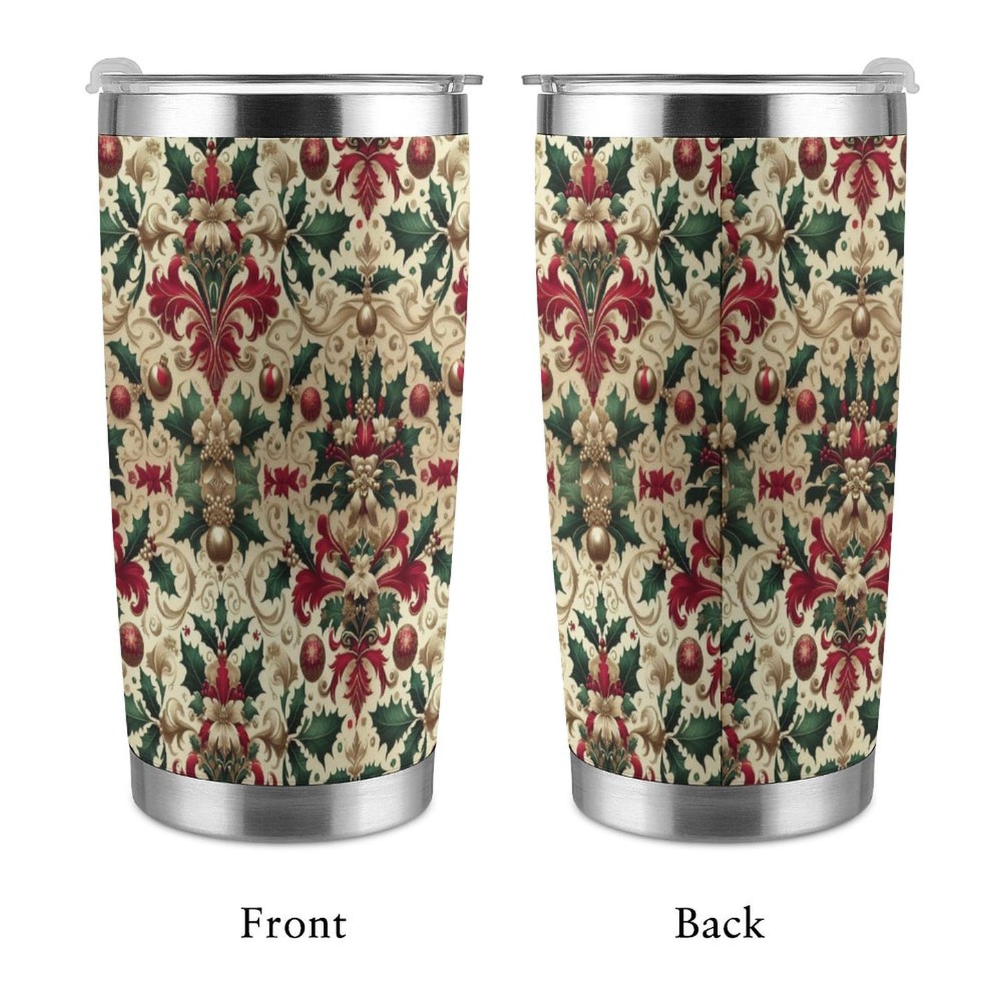 20oz Silver Rim Car Cup – All-Over Christmas Pattern Design by SALE-Personal Design