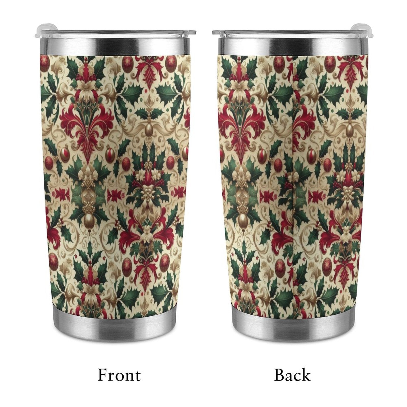 20oz Silver Rim Car Cup – All-Over Christmas Pattern Design by SALE-Personal Design