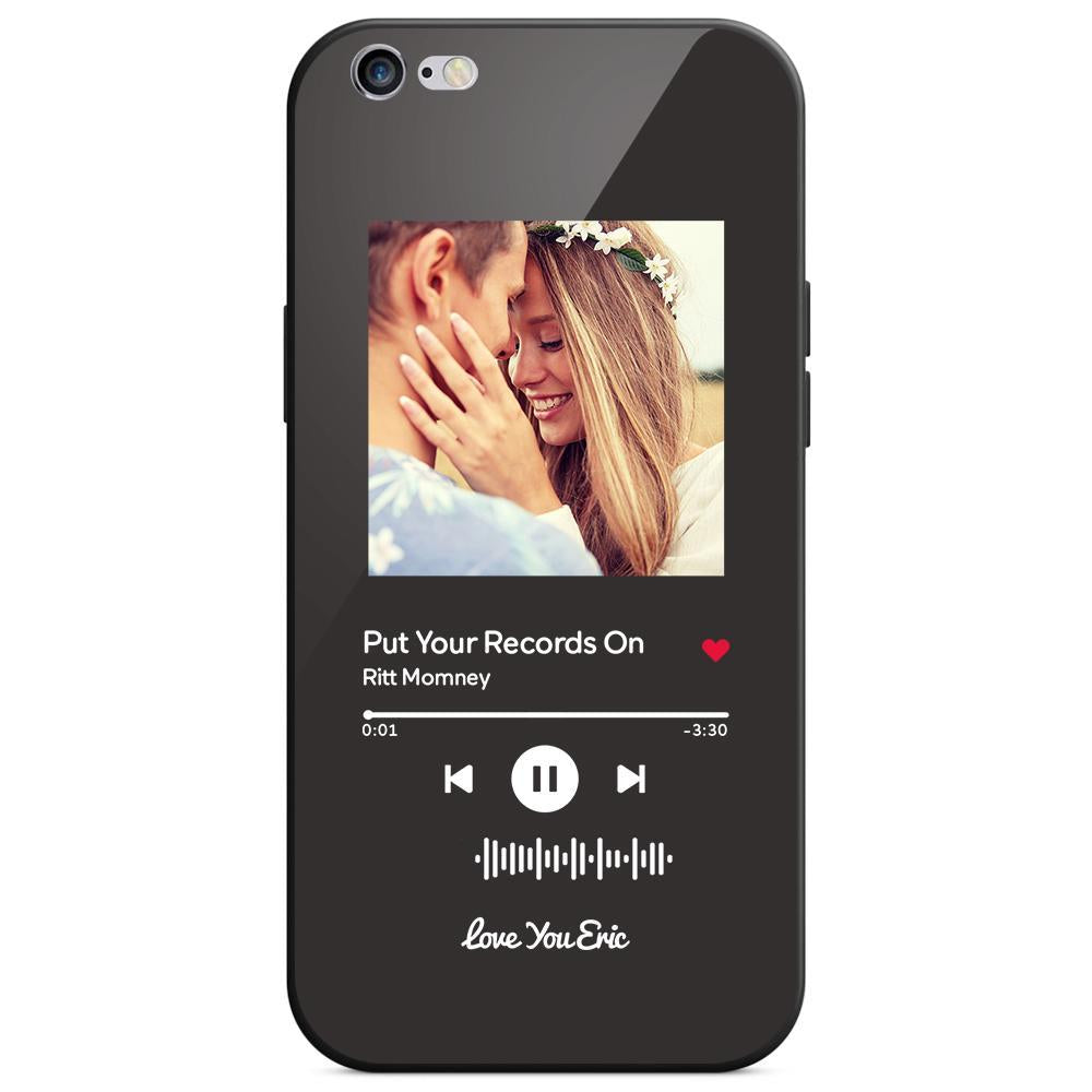 Custom Scannable Music Code Glass iPhone Cases with Picture by Inkedjoy