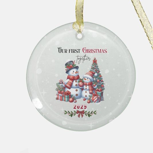 Christmas Ornament - Clear Glass (Round) Our first Christmas Together by JewelryLuxeUS.store