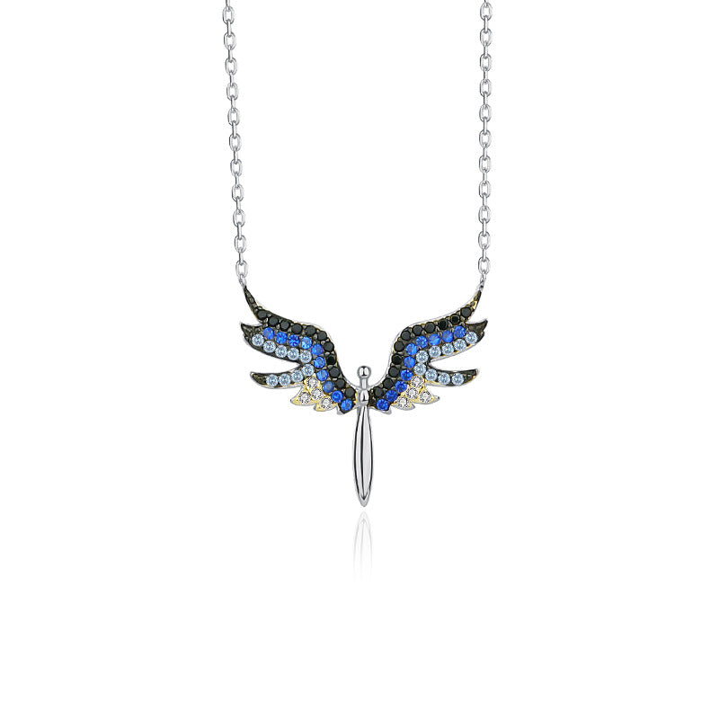 925 Sterling Silver Angel Wings Necklace by cmoffer