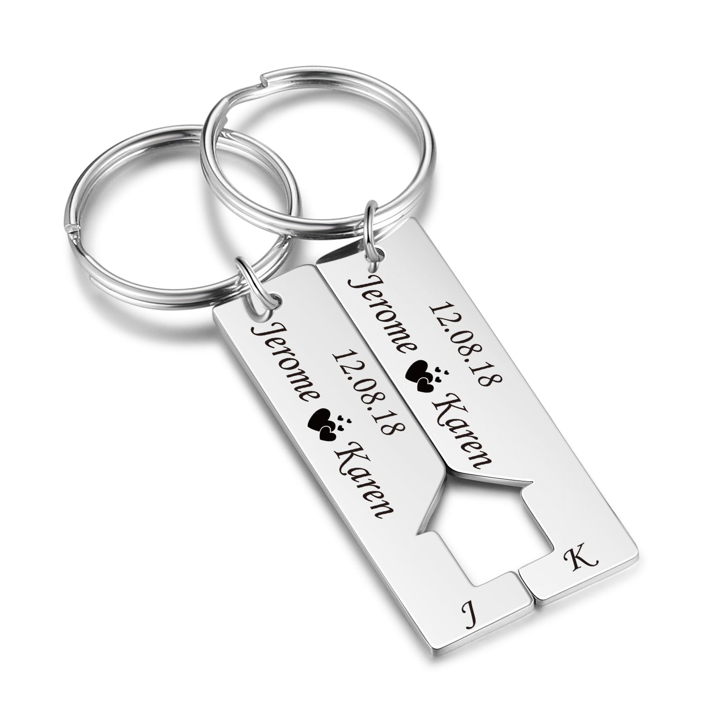 Custom Name Letter Stainless Steel Couple Keychain by cmoffer