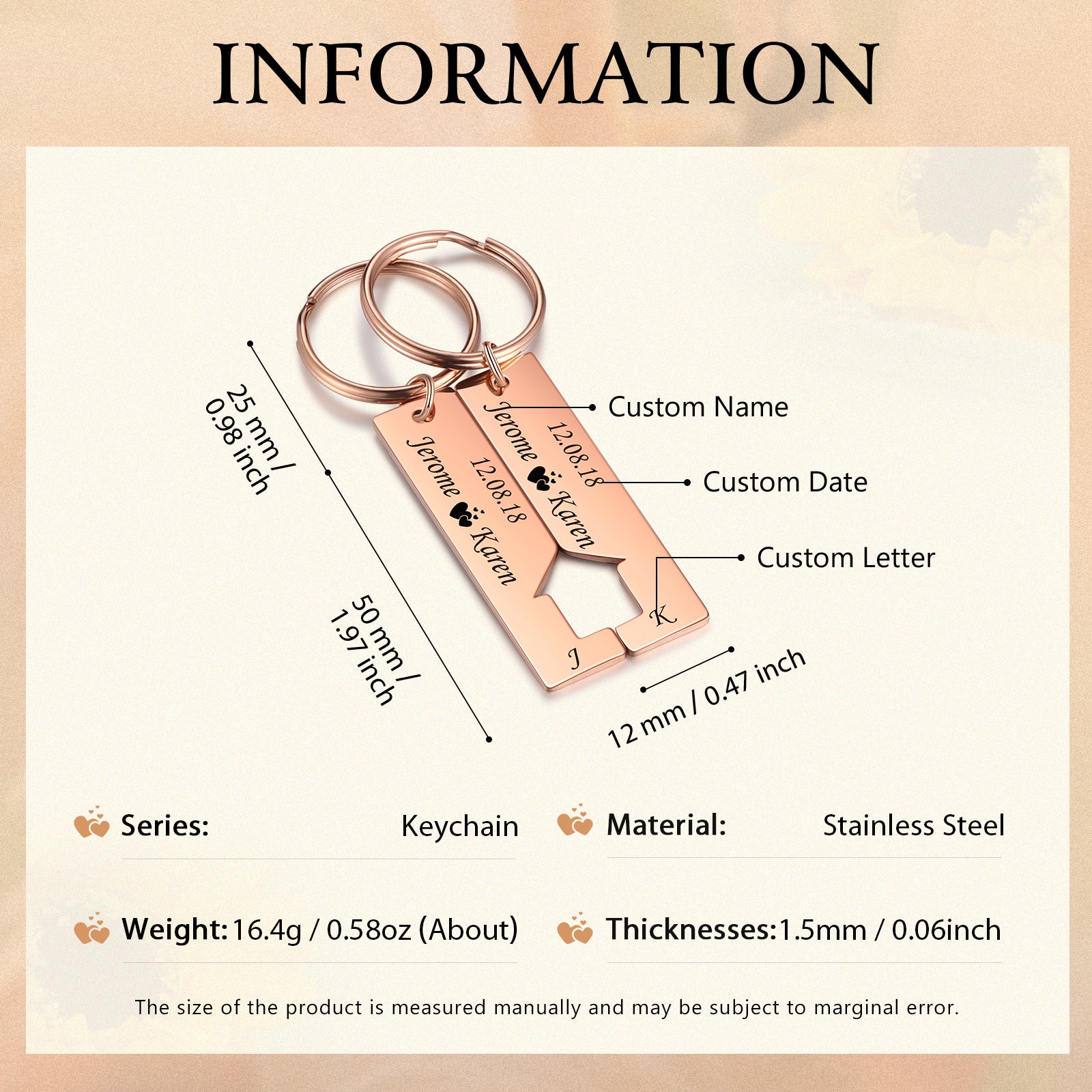 Custom Name Letter Stainless Steel Couple Keychain by cmoffer