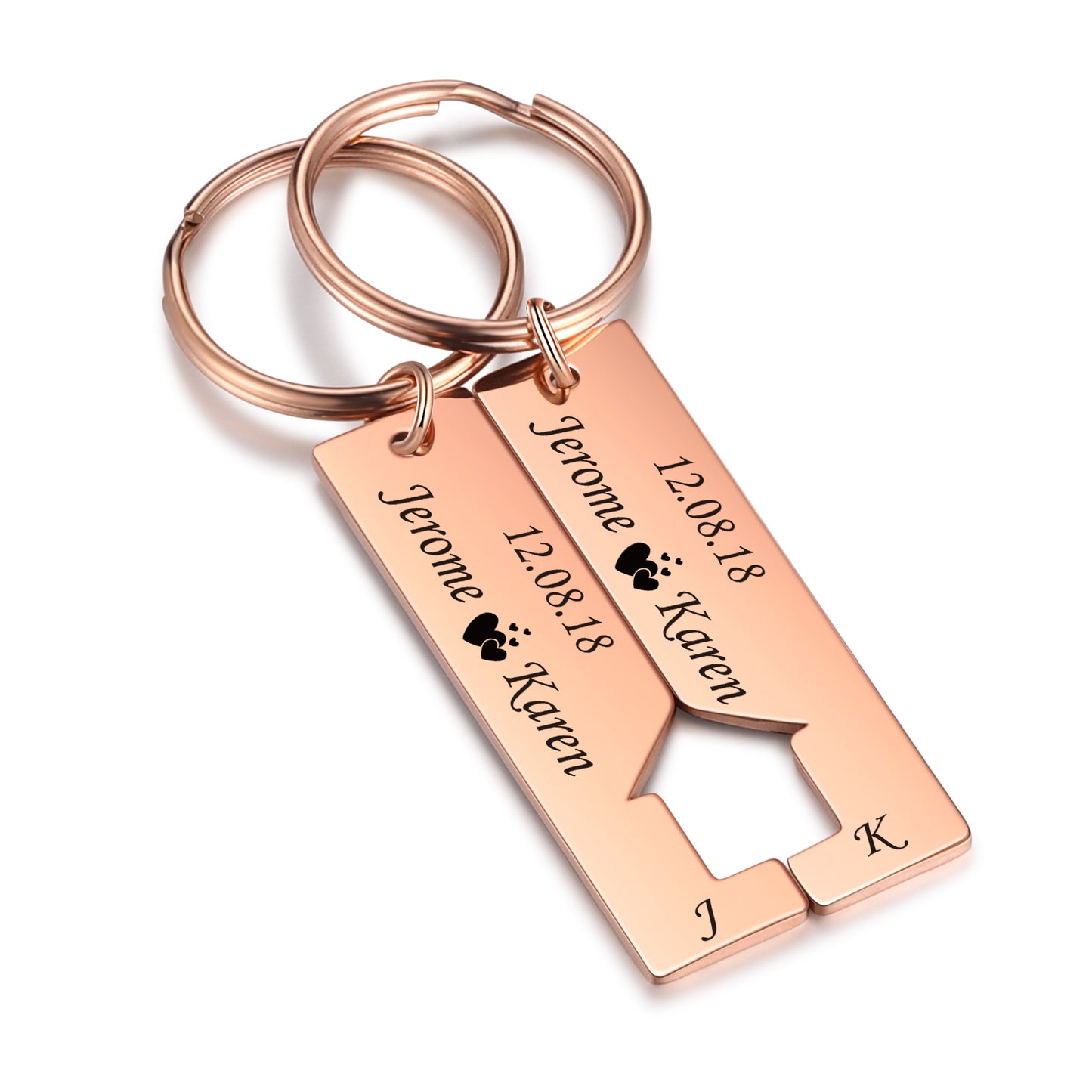 Custom Name Letter Stainless Steel Couple Keychain by cmoffer