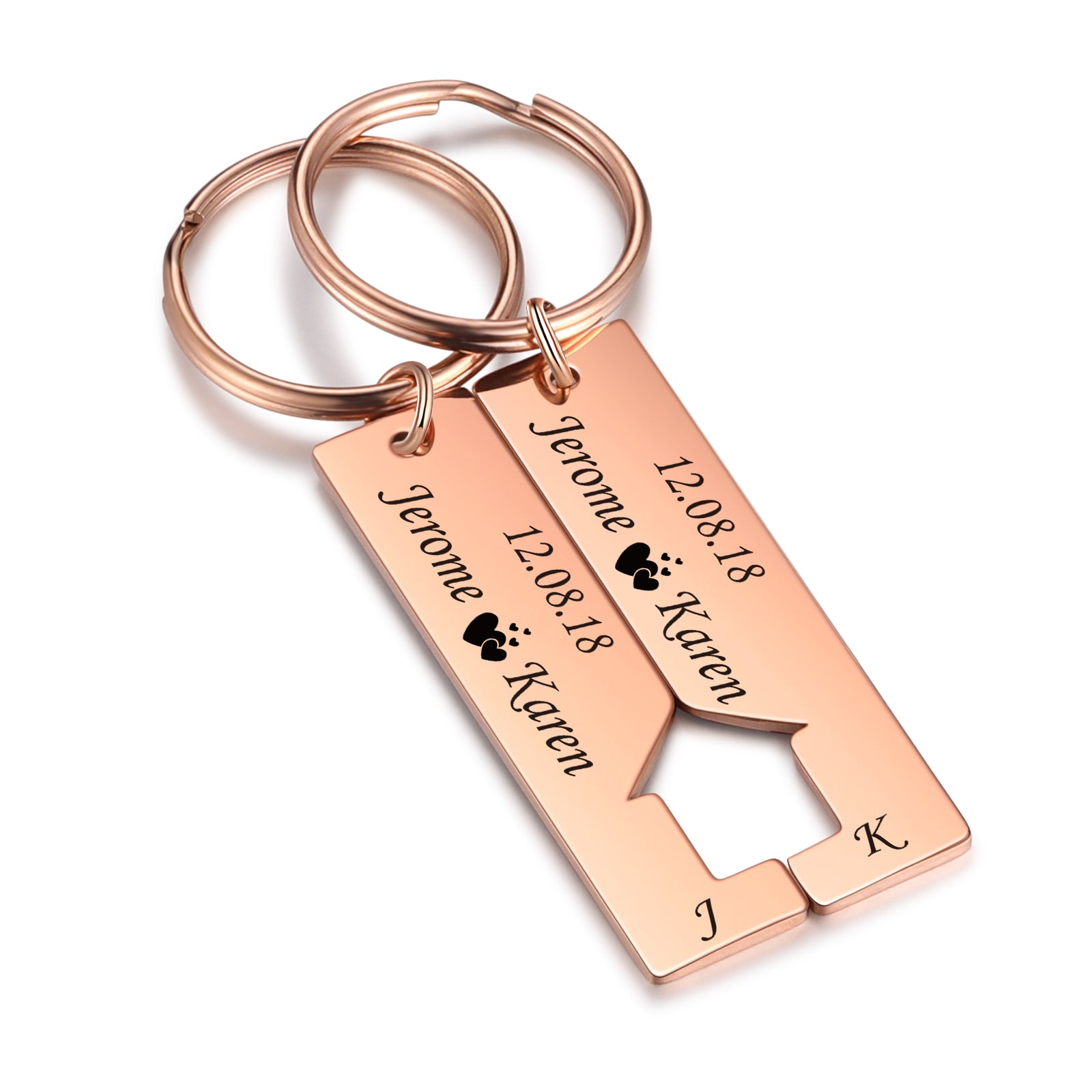 Custom Name Letter Stainless Steel Couple Keychain by cmoffer