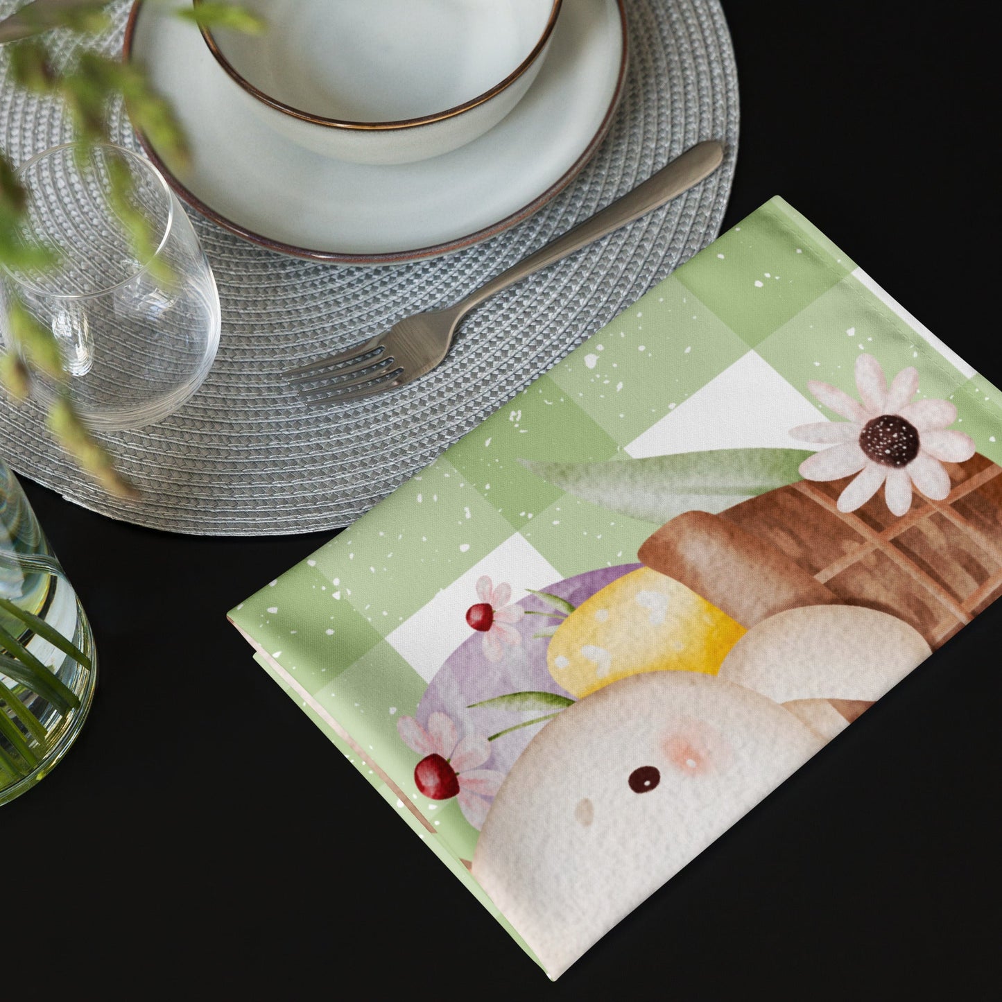 Cloth napkin set Easter green decoration - JewelryLuxeUS.Shop