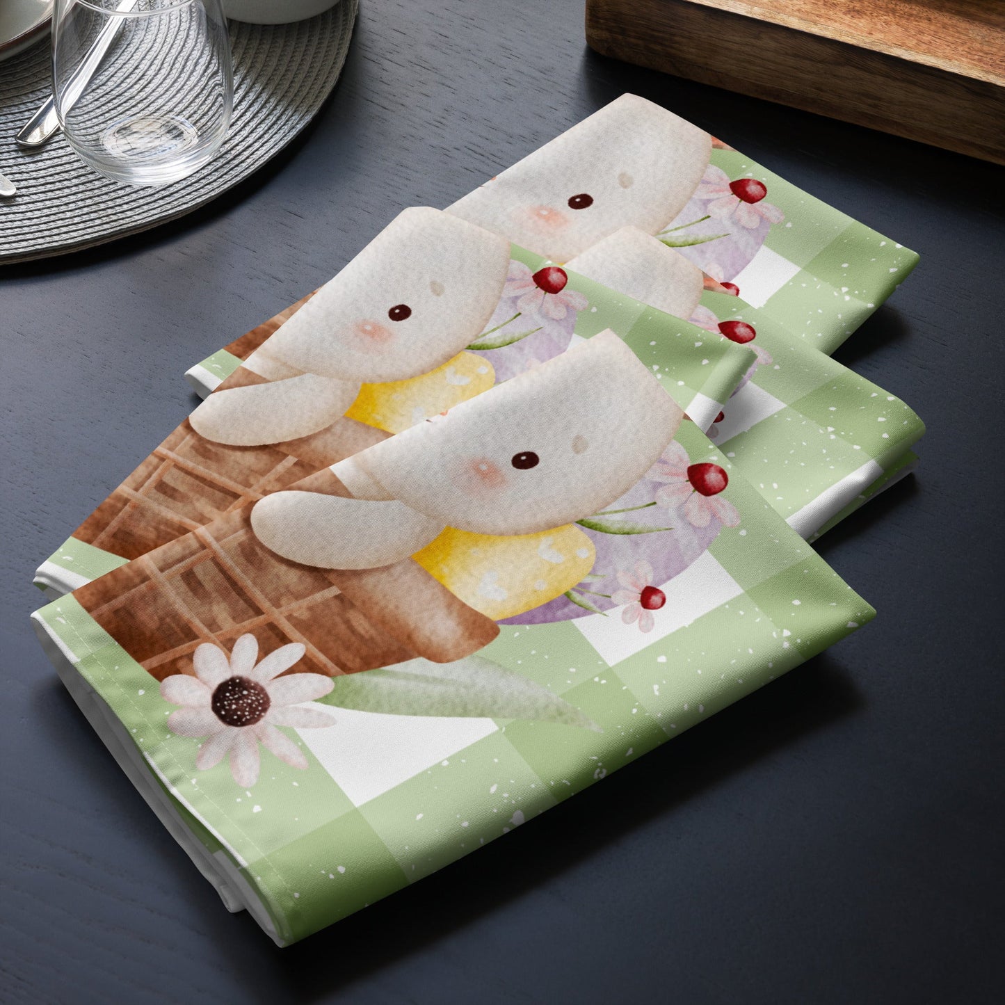 Cloth napkin set Easter green decoration - JewelryLuxeUS.Shop