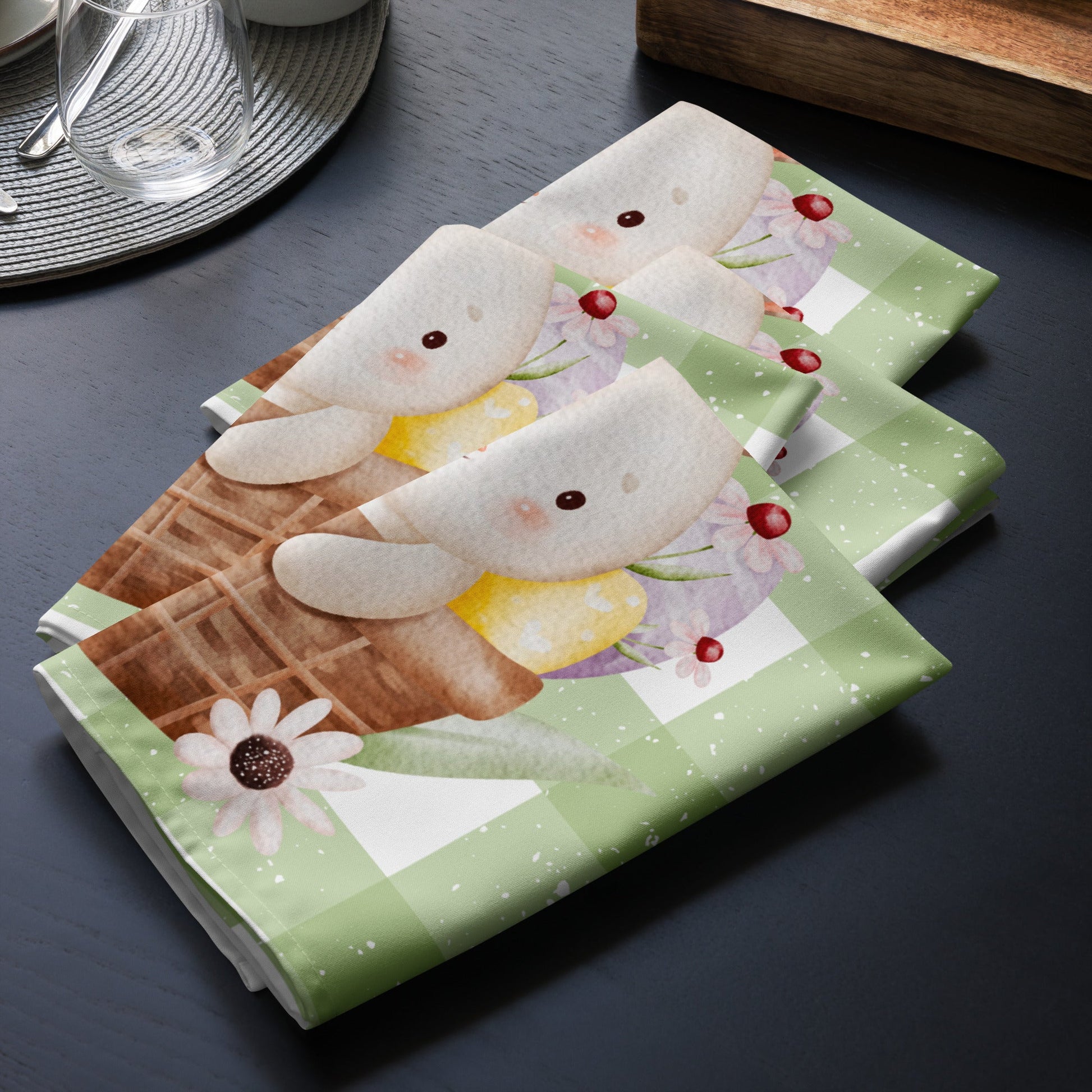 Cloth napkin set Easter green decoration - JewelryLuxeUS.Shop