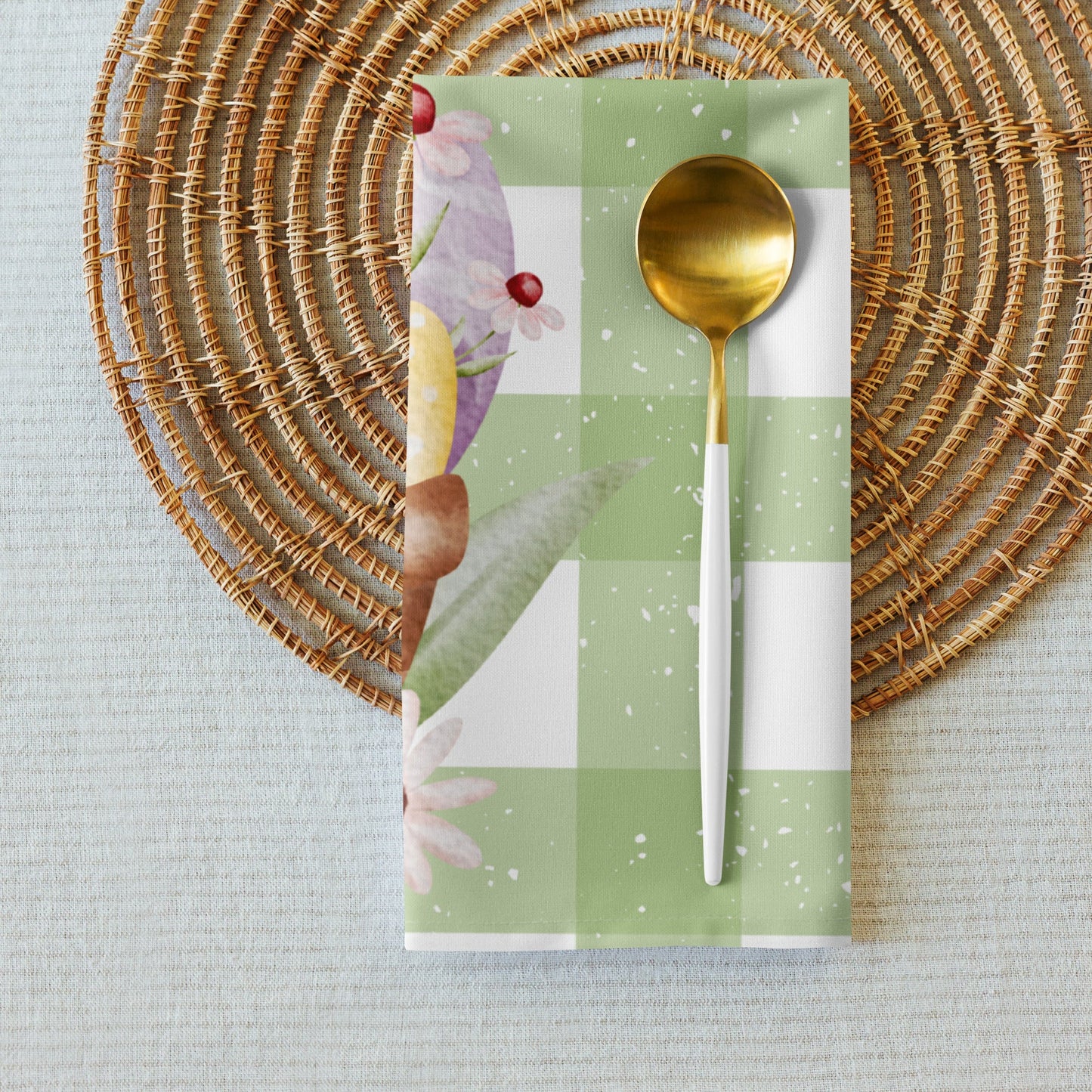 Cloth napkin set Easter green decoration - JewelryLuxeUS.Shop