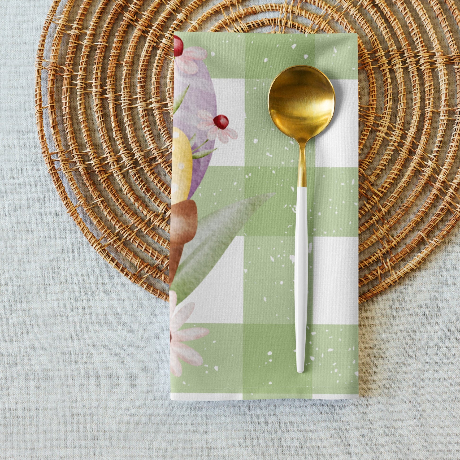 Cloth napkin set Easter green decoration - JewelryLuxeUS.Shop