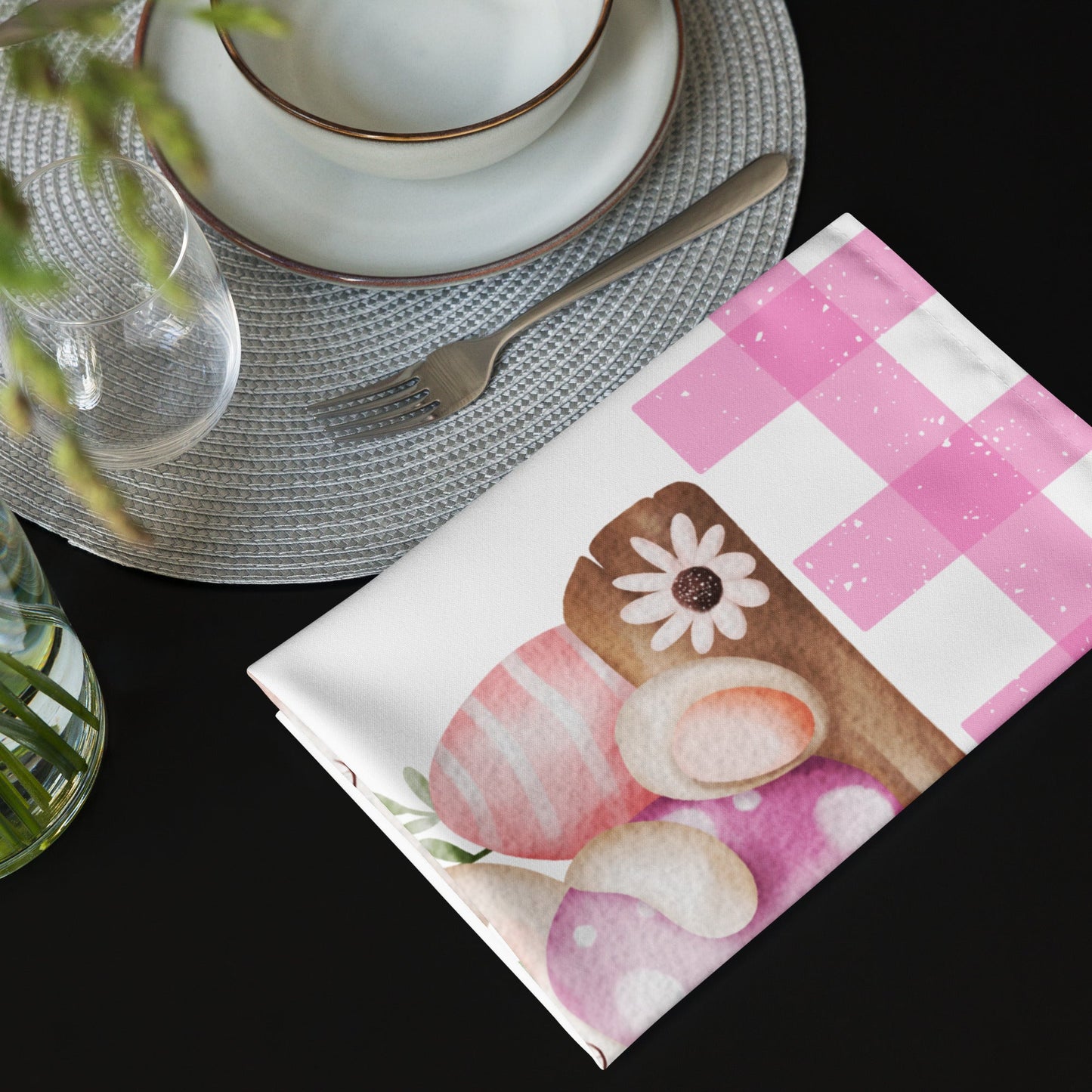 Cloth napkin set Easter pink decoration - JewelryLuxeUS.Shop
