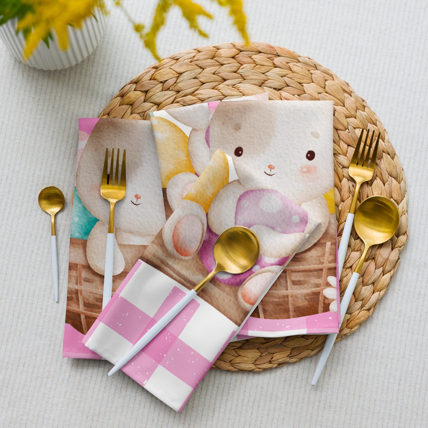 Cloth napkin set Easter pink decoration - JewelryLuxeUS.Shop