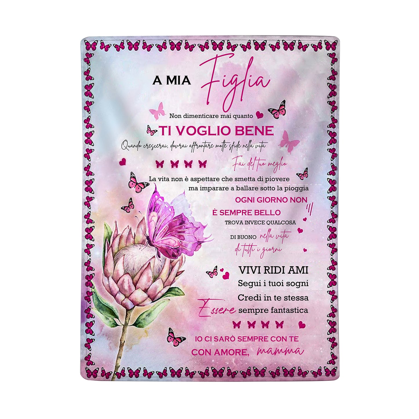 Flowers and Butterflies Pattern Italian Language Flannel Blanket by cmoffer