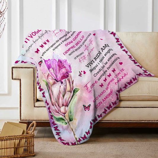Flowers and Butterflies Pattern Italian Language Flannel Blanket by cmoffer