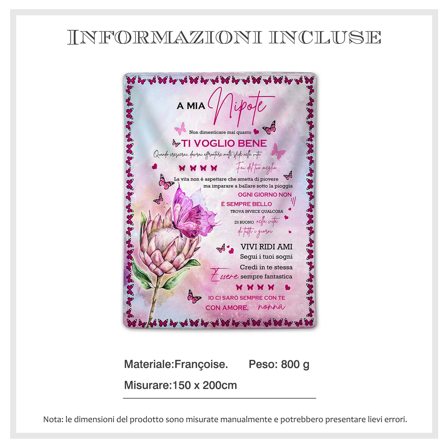 Flowers and Butterflies Pattern Italian Language Flannel Blanket by cmoffer