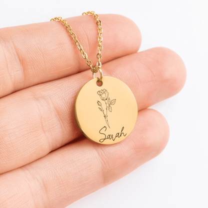 Name & Birth Flower Necklace to my Sister
