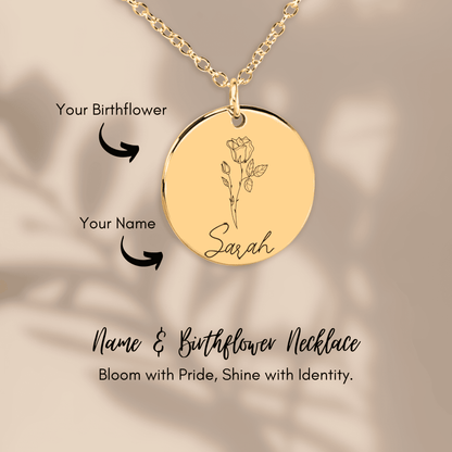 Name & Birth Flower Necklace to my Sister