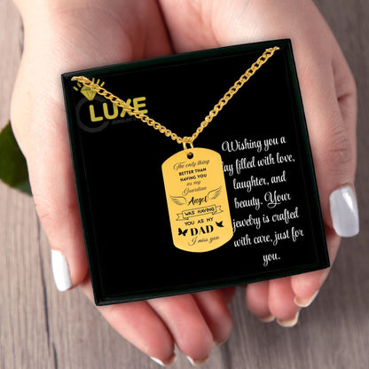 Cuban Tag Necklace dad memorial - JewelryLuxeUS.Shop