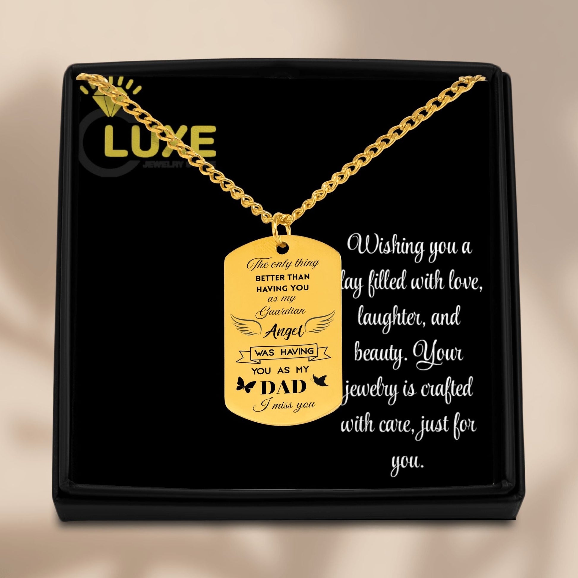 Cuban Tag Necklace dad memorial - JewelryLuxeUS.Shop