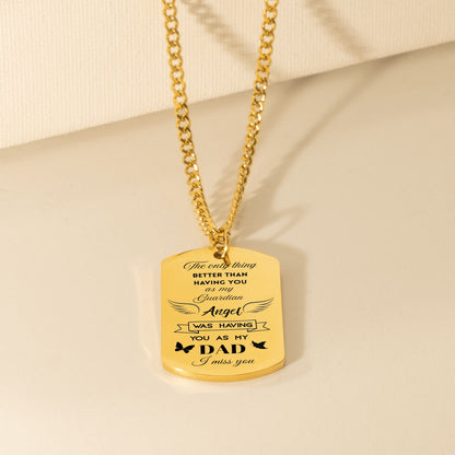 Cuban Tag Necklace dad memorial - JewelryLuxeUS.Shop