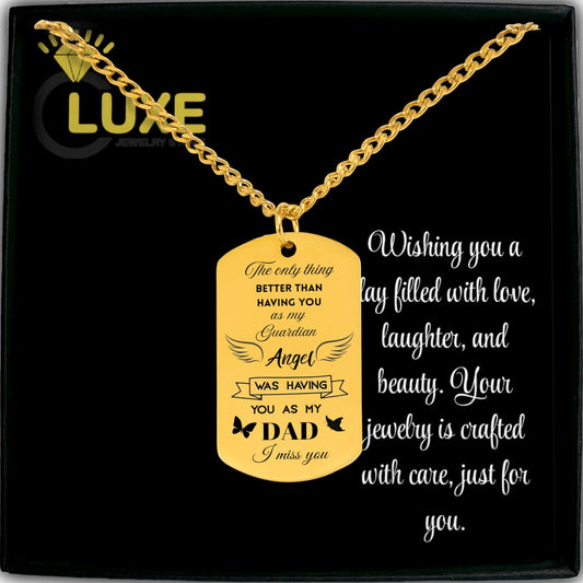 Cuban Tag Necklace dad memorial - JewelryLuxeUS.Shop