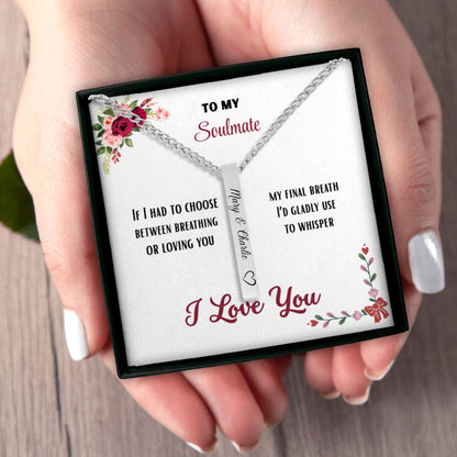 To my Soulmate 3D Bar Necklace by OwnPrint