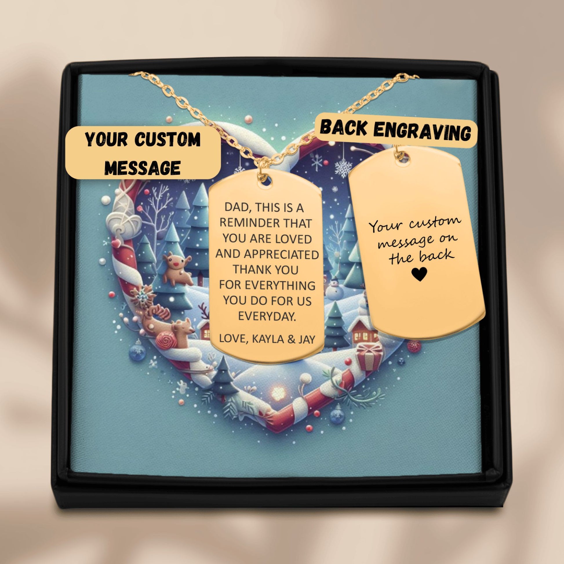 Custom Tag Necklace with Personalized Christmas Message Card by OwnPrint
