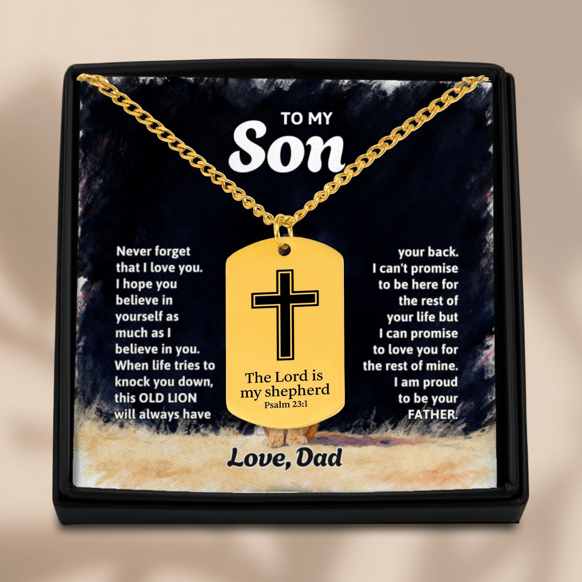 Cuban Lion Tag Necklace for Son from Dad OwnPrint