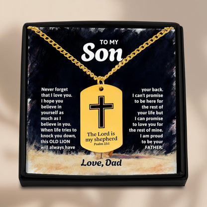 Cuban Lion Tag Necklace for Son from Dad OwnPrint