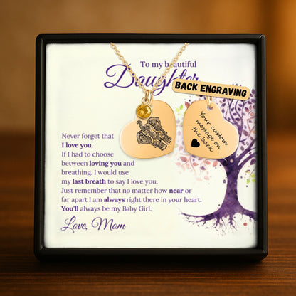 Daughter Heart Necklace with Birthstone OwnPrint