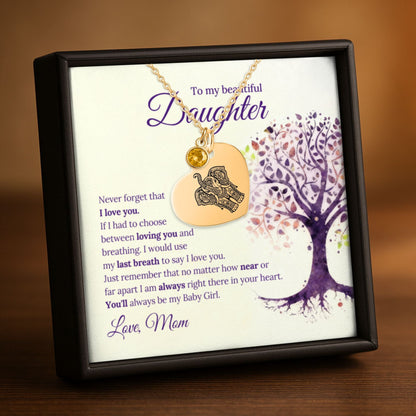 Daughter Heart Necklace with Birthstone OwnPrint