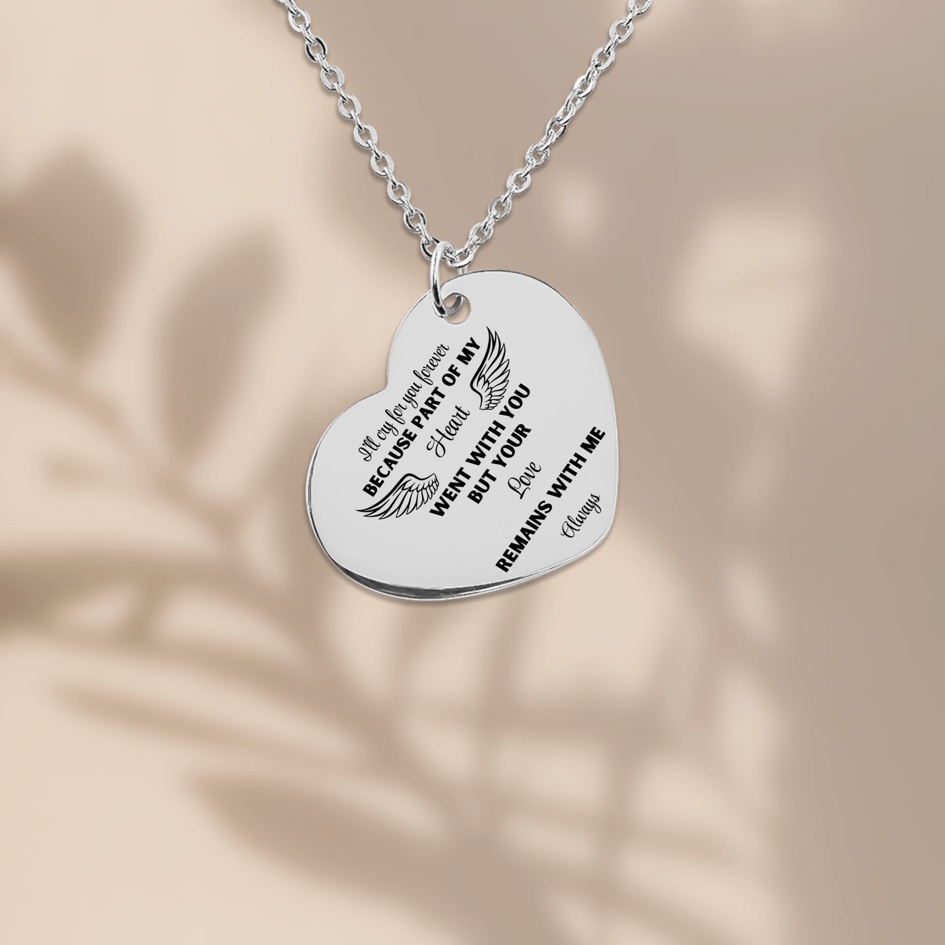 Heart Necklace I'll cry for you forever, memorial necklace, gift for her, gift for widow by OwnPrint