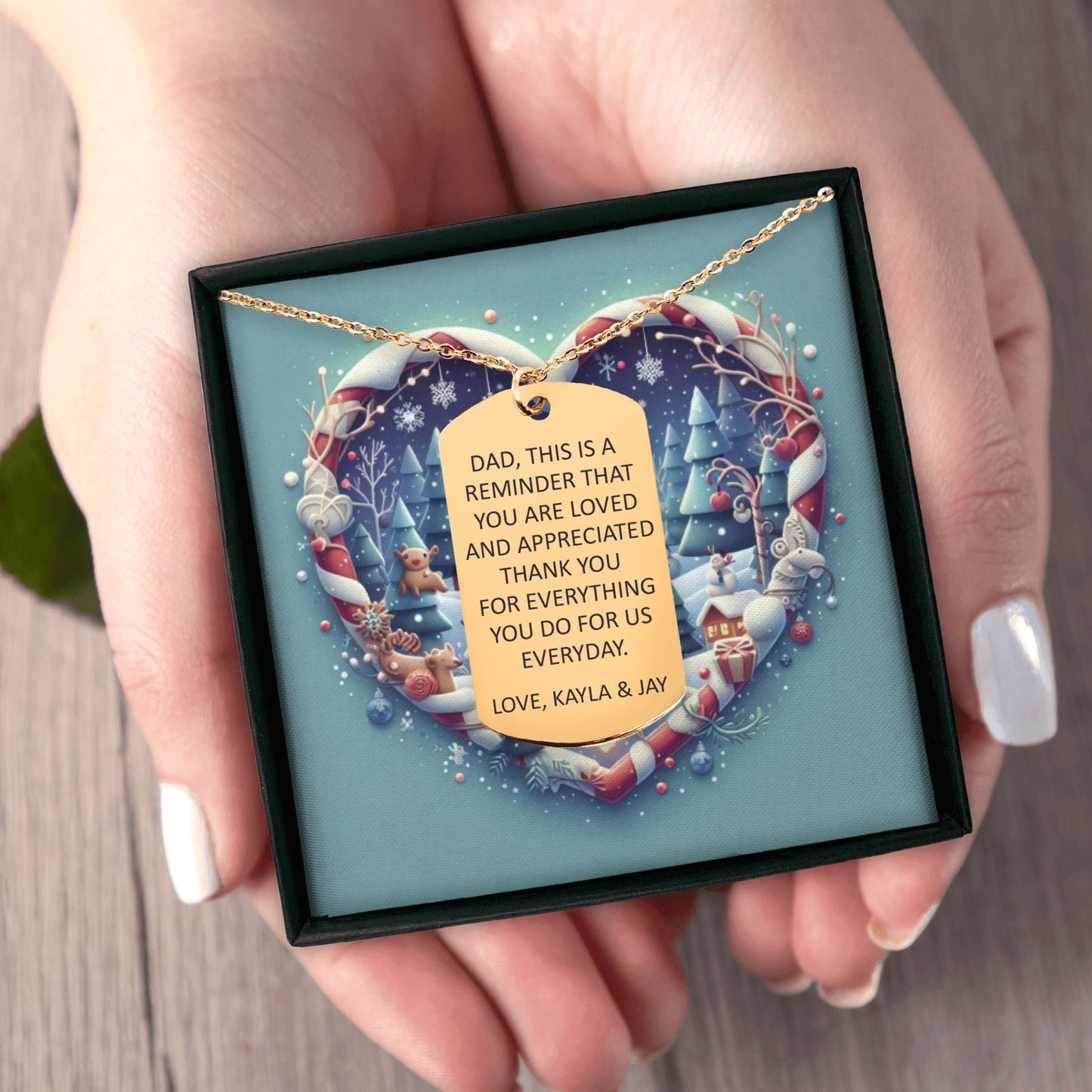 Custom Tag Necklace with Personalized Christmas Message Card by OwnPrint